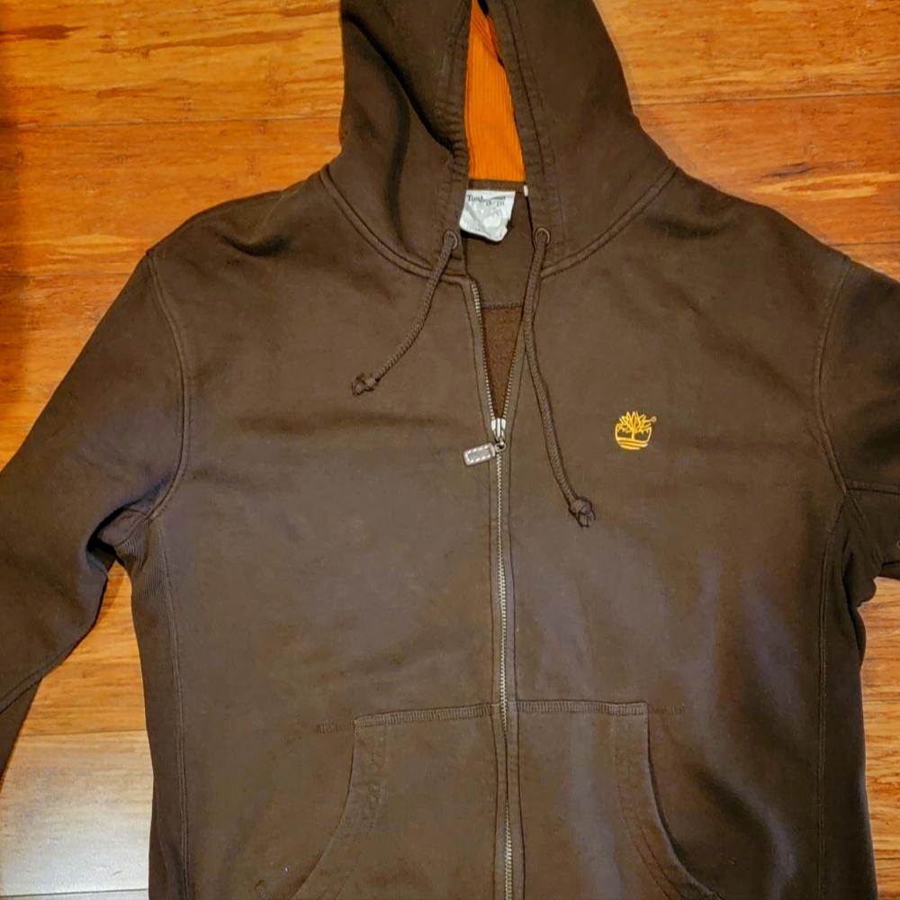 Men's Brown XL Timberland Zip Hoodie, Great Quality